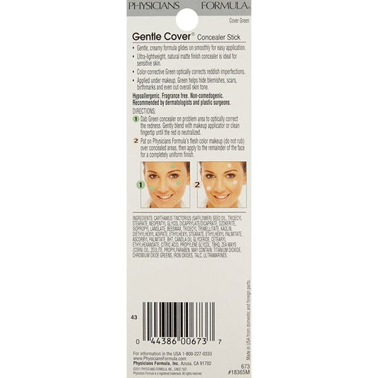 Physicians Formula - Gentle Cover Concealer Stick, Cover Green 0.15oz