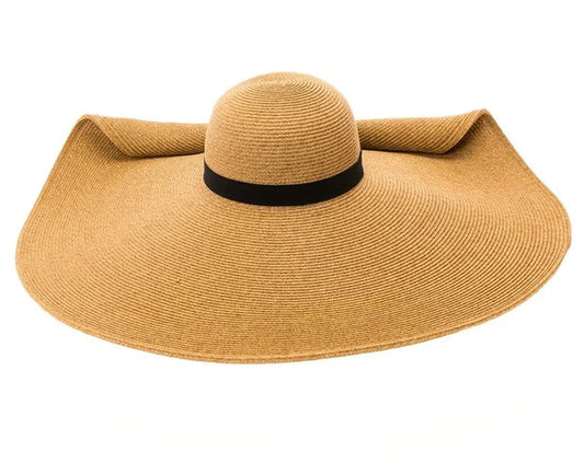 Queens INC Glamorous Oversized Straw Beach Hat Natural